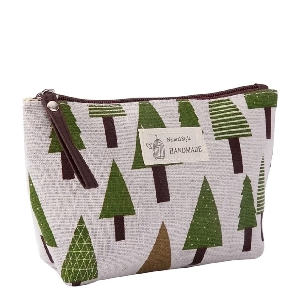 NWOT Handmade Tree Print Make-up Bag